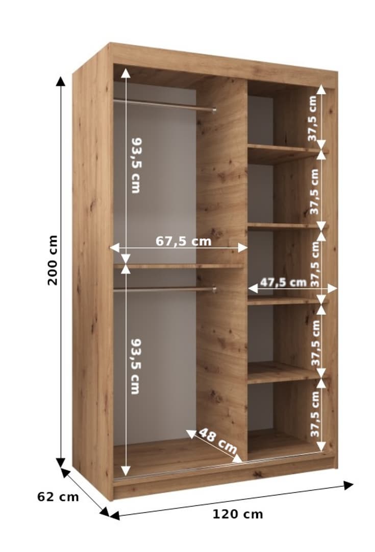 Roma II Sliding Door Wardrobe 120cm