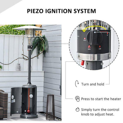 12.5KW Outdoor Gas Patio Heater Standing Propane W/ Wheels Dust Cover