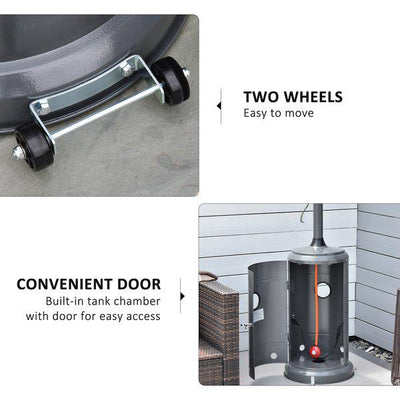 12.5KW Outdoor Gas Patio Heater Standing Propane W/ Wheels Dust Cover