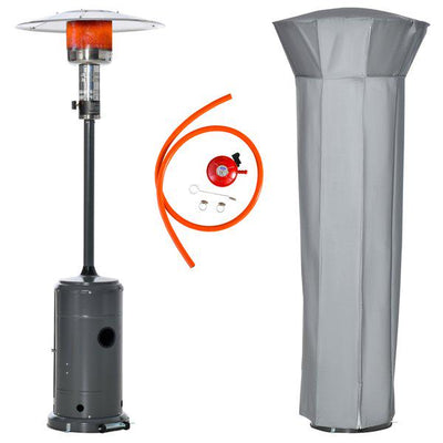 12.5KW Outdoor Gas Patio Heater Standing Propane W/ Wheels Dust Cover