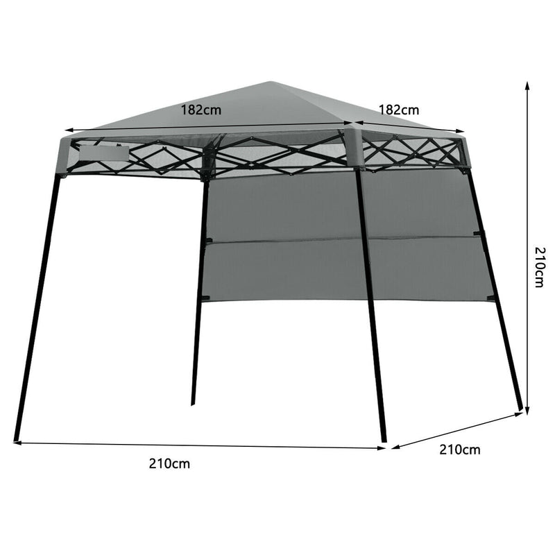 1.8M x 1.8M Pop Up Gazebo with 1 Side Panel-Grey