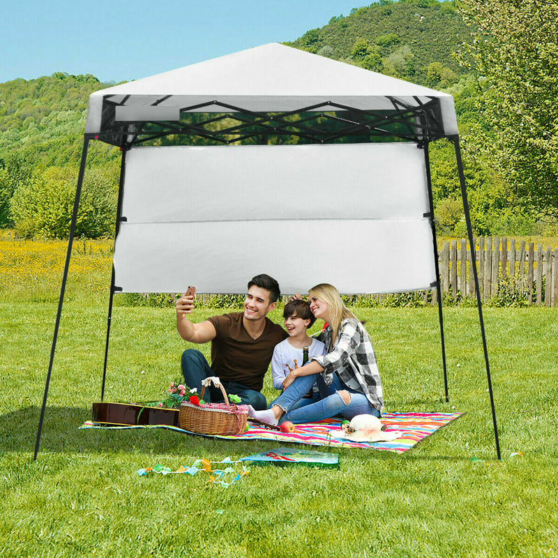 1.8M x 1.8M Pop Up Gazebo with 1 Side Panel-White