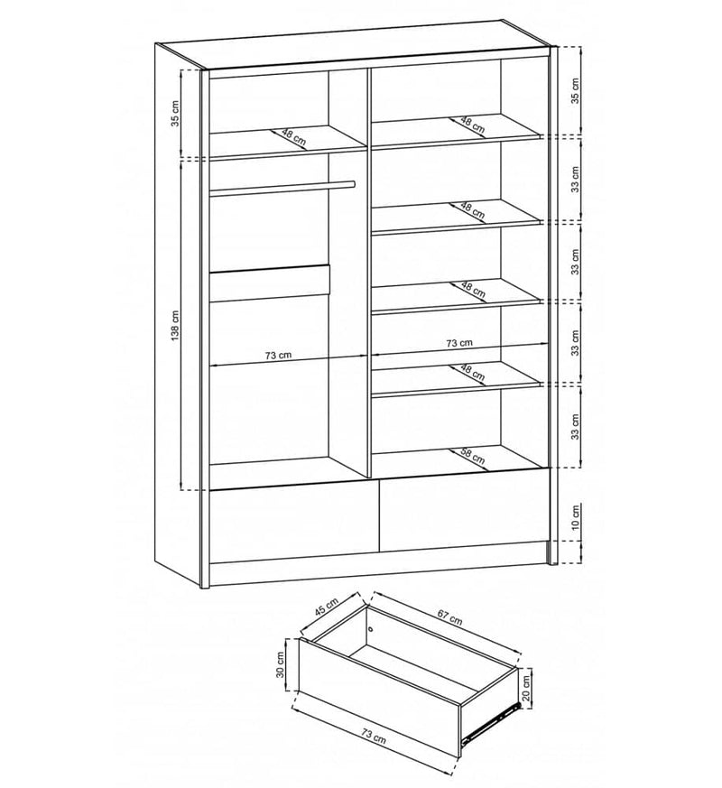 Aria II Sliding Door Wardrobe 154cm