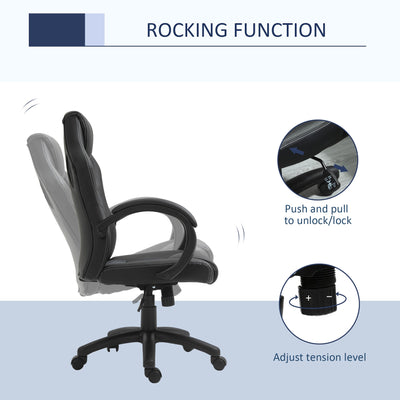 Vinsetto High-Back Office Chair Faux Leather Swivel Computer Desk Chair for Home Office with Wheels Armrests Black