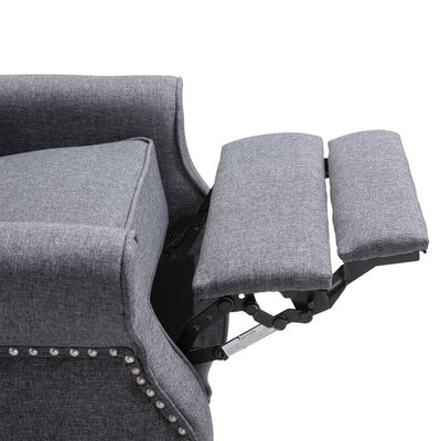 160° Reclining Armchair Single Sofa W/ Retractable Footrest Linen Deep Grey