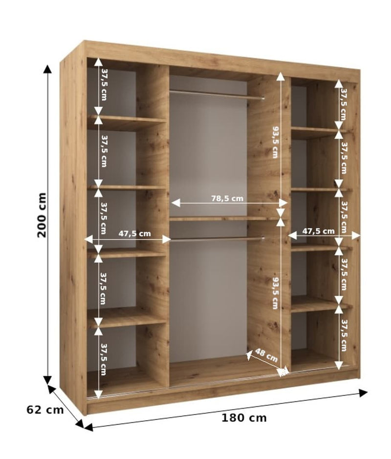 York Sliding Door Wardrobe 180cm