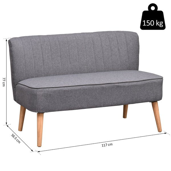 2 Seater Sofa, Linen-Grey