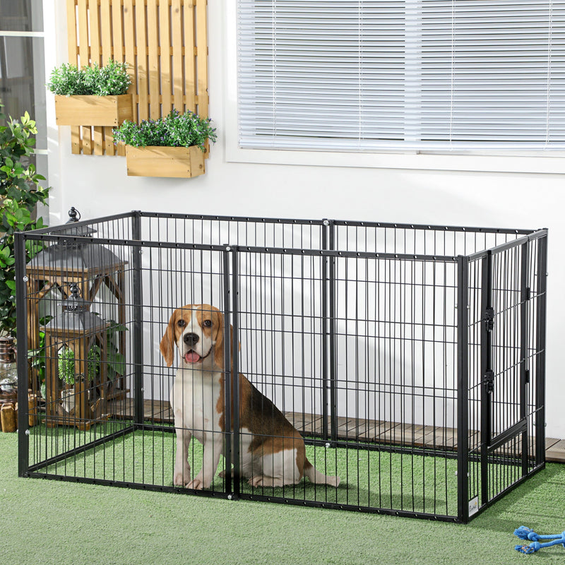 PawHut 82.5-150 cm x 81 cm Heavy Duty Pet Playpen, 6 Panel Exercise Pen for Dogs, Adjustable Length, Small and Medium Sized Dogs