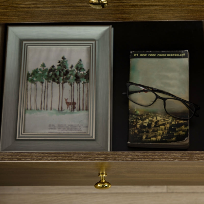 Two-Drawer Bedside Table, With Gold-Tone Accents