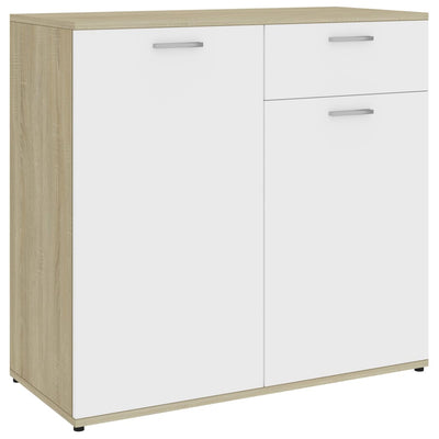 Sideboard White and Sonoma Oak 160x36x75 cm Engineered Wood