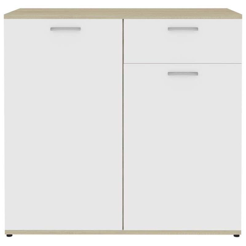 Sideboard White and Sonoma Oak 160x36x75 cm Engineered Wood