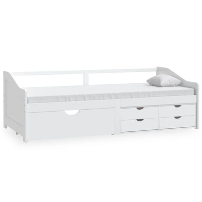 3-Seater Day Bed with Drawers White Solid Pinewood 90x200 cm