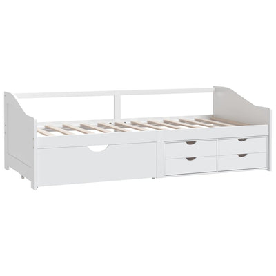 3-Seater Day Bed with Drawers White Solid Pinewood 90x200 cm