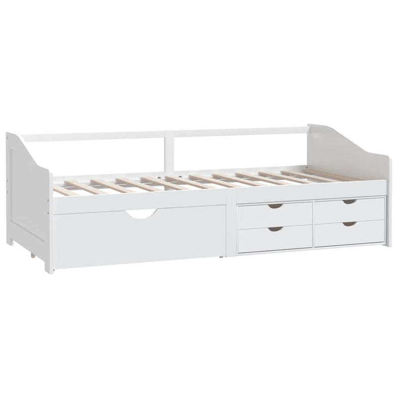 3-Seater Day Bed with Drawers White Solid Pinewood 90x200 cm