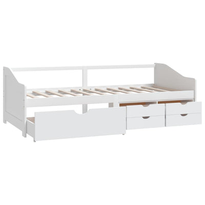 3-Seater Day Bed with Drawers White Solid Pinewood 90x200 cm