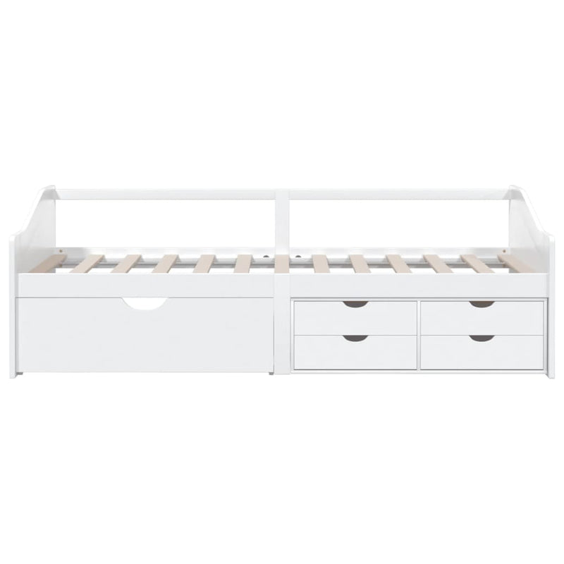 3-Seater Day Bed with Drawers White Solid Pinewood 90x200 cm