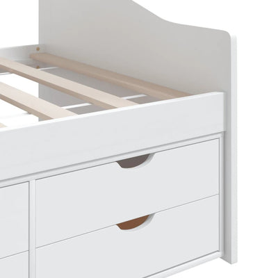 3-Seater Day Bed with Drawers White Solid Pinewood 90x200 cm