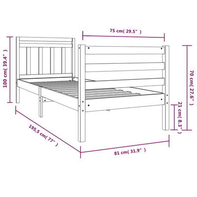 Bed Frame 75x190 cm Small Single Solid Wood