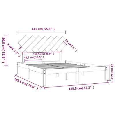 Bed Frame 140x190 cm Solid Wood