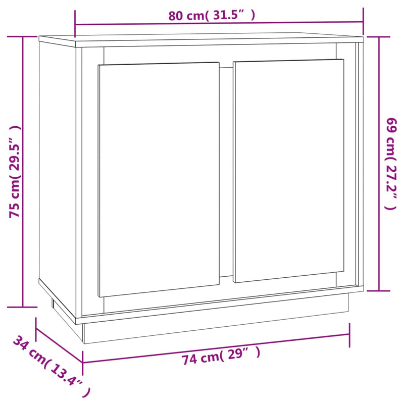 Sideboard Brown Oak 80x34x75 cm Engineered Wood