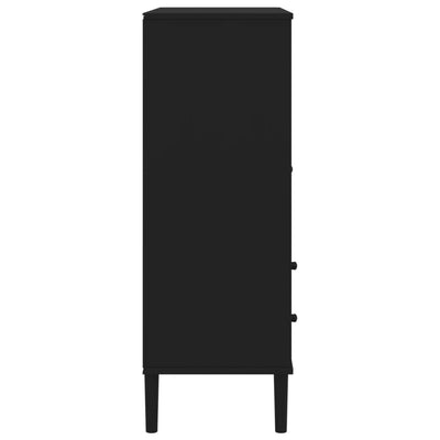 Highboard SENJA Rattan Look Black 90x40x112 cm Solid Wood Pine