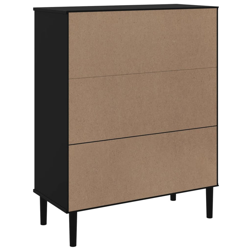 Highboard SENJA Rattan Look Black 90x40x112 cm Solid Wood Pine