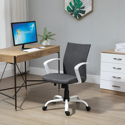 Office Chair Linen Swivel Computer Desk Chair, Deep Grey