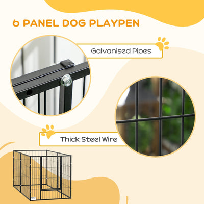 PawHut 82.5-150 cm x 81 cm Heavy Duty Pet Playpen, 6 Panel Exercise Pen for Dogs, Adjustable Length, Small and Medium Sized Dogs