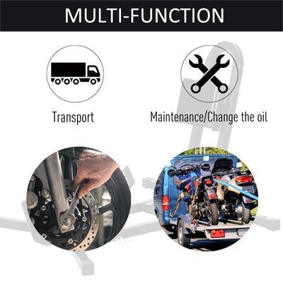 HOMCOM Motorcycle Wheel Chock 17”,19”,21”/43,48,51 Cm Metal Motorbike Holder Pre-Drilled Holes For Truck And Trailer