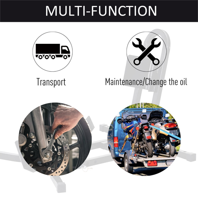 HOMCOM Motorcycle Wheel Chock 17”,19”,21”/43,48,51 Cm Metal Motorbike Holder Pre-Drilled Holes For Truck And Trailer