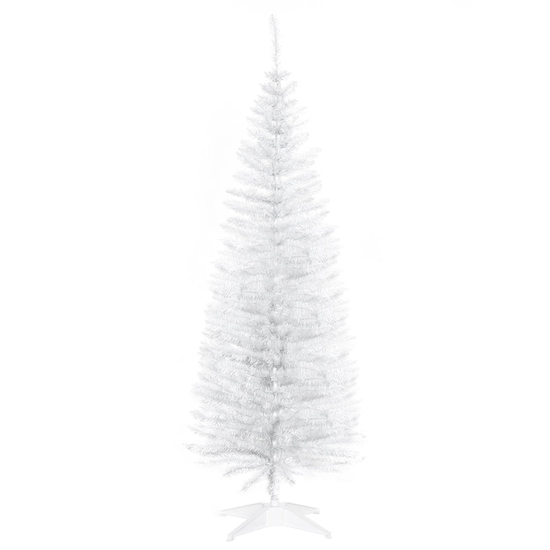 HOMCOM 5T Artificial Pine Pencil Slim Tall Christmas Tree with Branch Tips Xmas Holiday Décor with Stand White