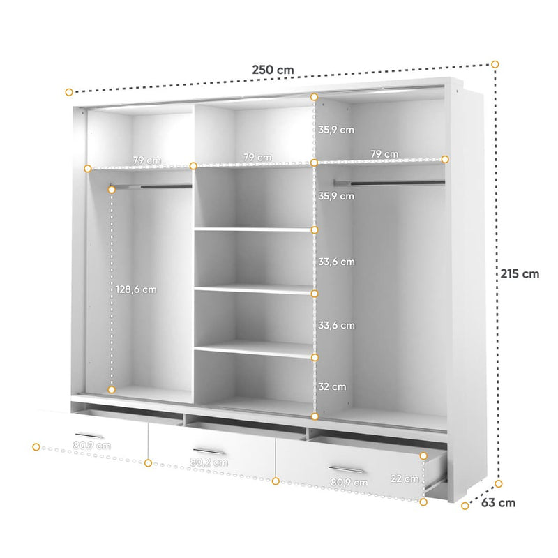 Arti 23 - 3 Sliding Door Wardrobe 250cm