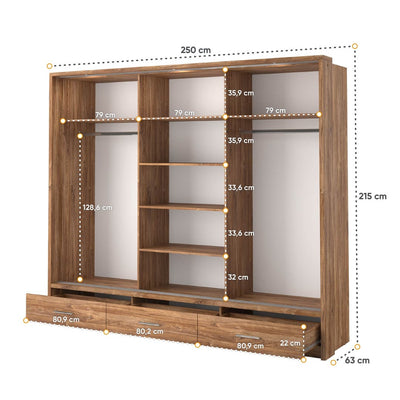 Arti 1 - 3 Sliding Door Wardrobe 250cm