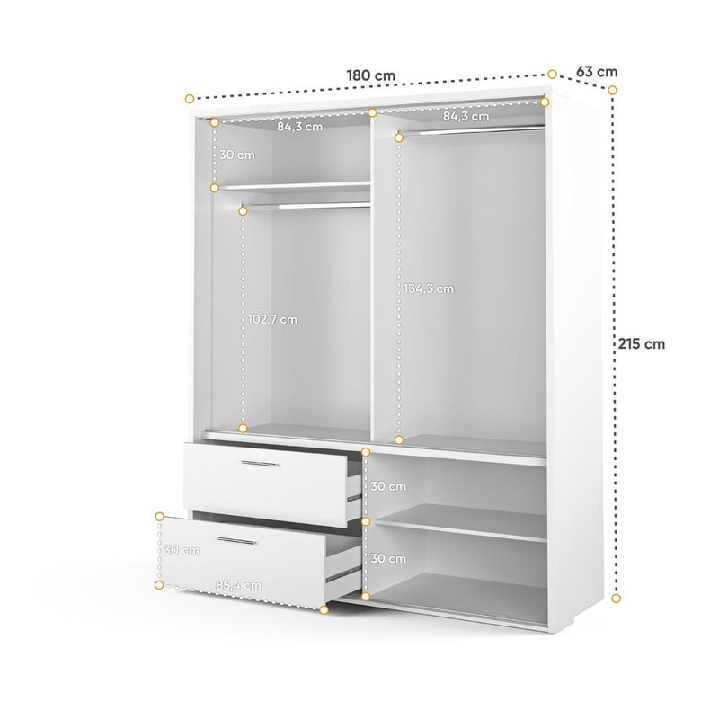 Arti 22 - 2 Sliding Door Wardrobe with Drawers 180cm