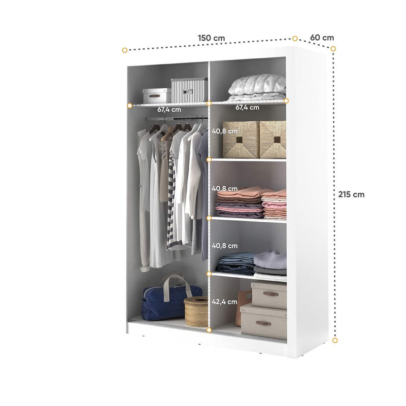 Arti 4 - 2 Sliding Door Wardrobe 150cm