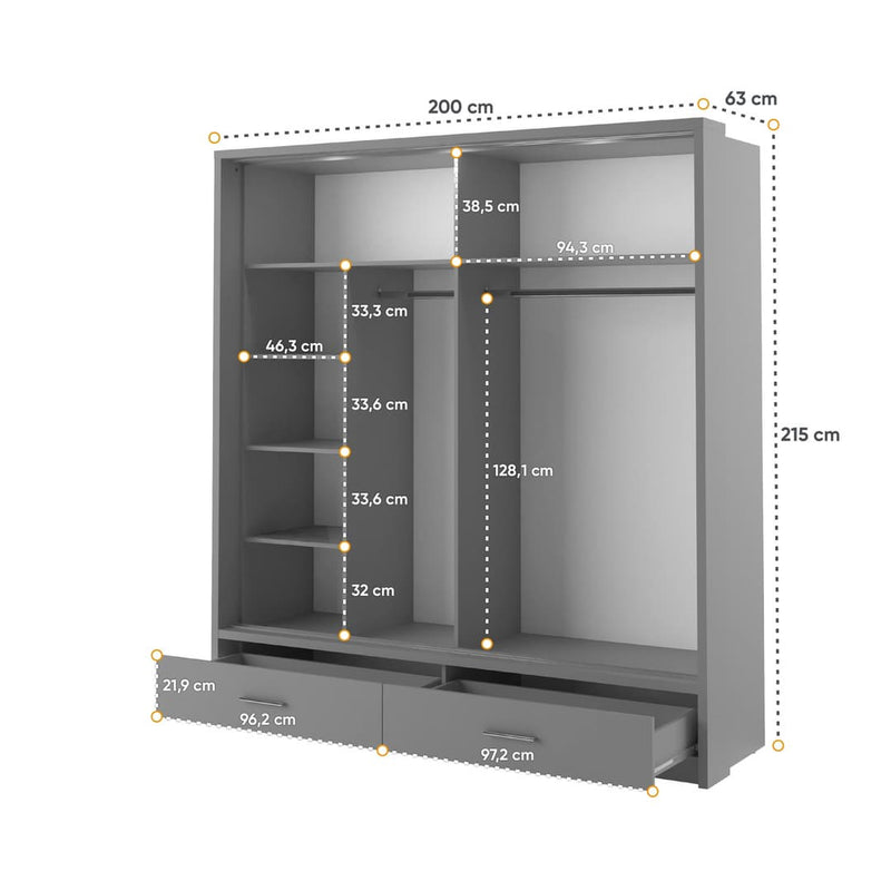 Arti 24 - 2 Sliding Door Wardrobe 200cm