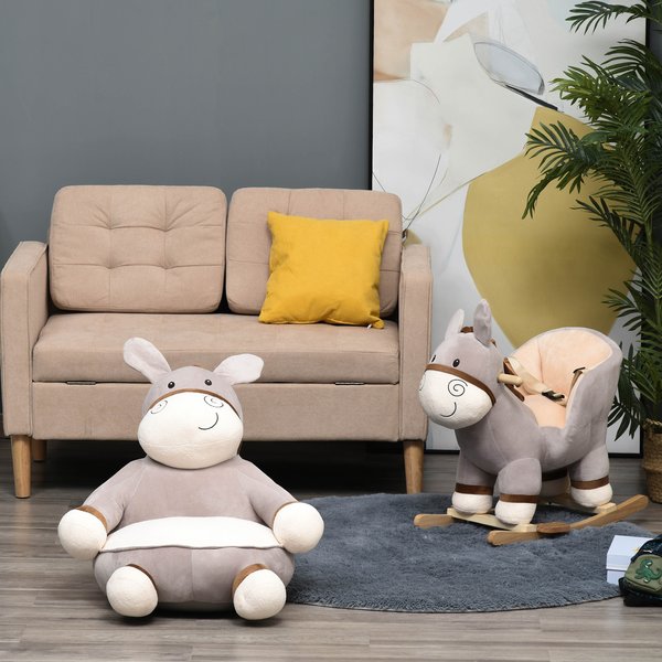 Animal Kids Sofa Chair Cartoon Cute Donkey With Armrest For 18-36 Months - Grey