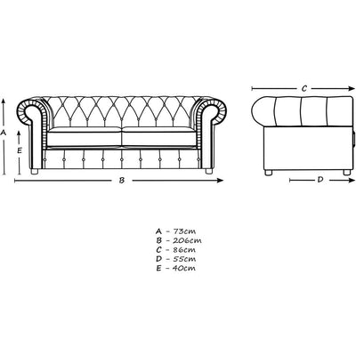 Ashbourne Velvet Chesterfield 3 Seater Sofa