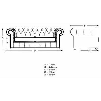 Ashbourne Velvet Chesterfield 3 Seater Sofa