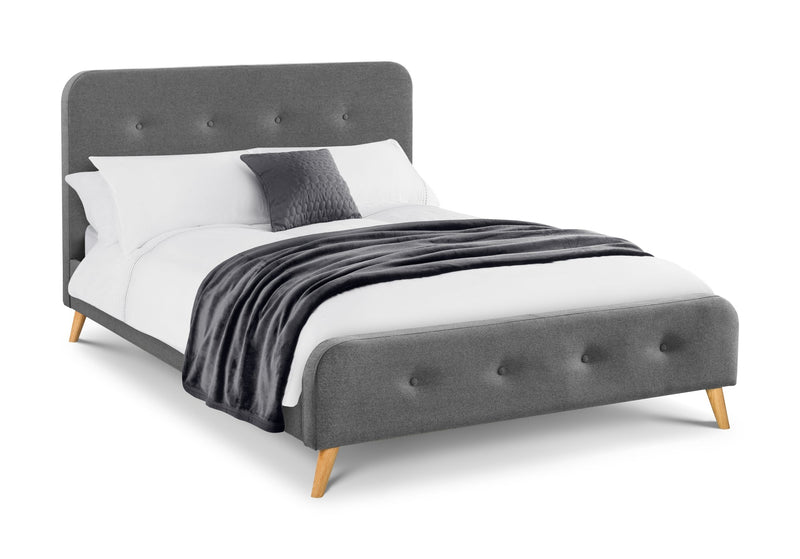 Astrid Curved Retro Double Bed 135cm Mid Grey