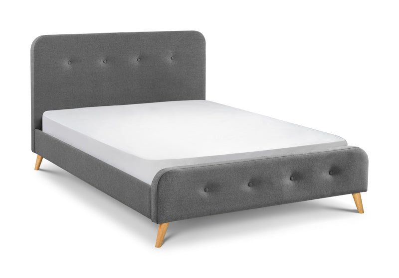 Astrid Curved Retro Double Bed 135cm Mid Grey