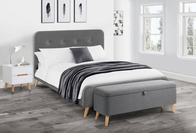 Astrid Curved Retro Double Bed 135cm Mid Grey