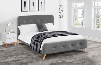 Astrid Curved Retro Double Bed 135cm Mid Grey