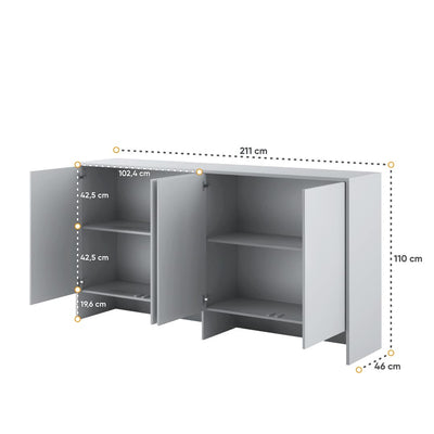 BC-06 Horizontal Wall Bed Concept 90cm With Storage Cabinet