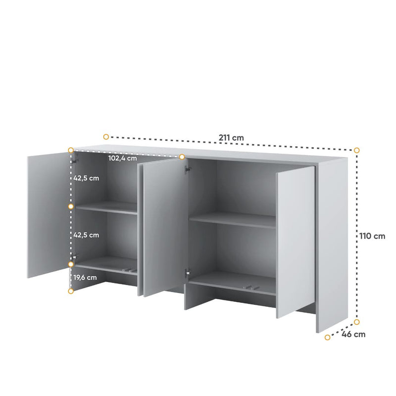 BC-06 Horizontal Wall Bed Concept 90cm With Storage Cabinet