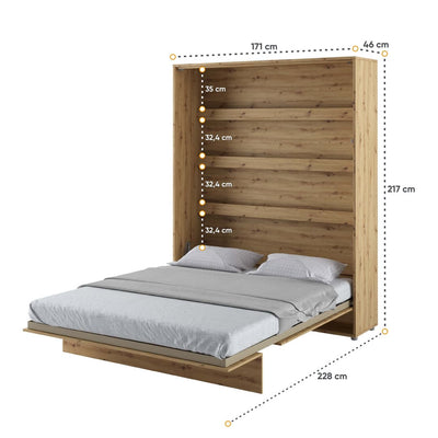 BC-12 Vertical Wall Bed Concept 160cm With Storage Cabinets and LED