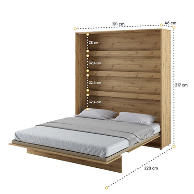 BC-13 Vertical Wall Bed Concept 180cm With Storage Cabinets and LED