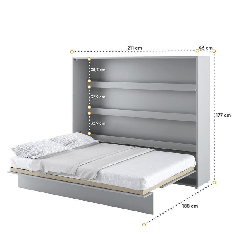 BC-14 Horizontal Wall Bed Concept 160cm With Storage Cabinet