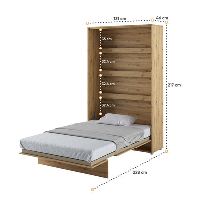 BC-02 Vertical Wall Bed Concept 120cm With Storage Cabinets and LED