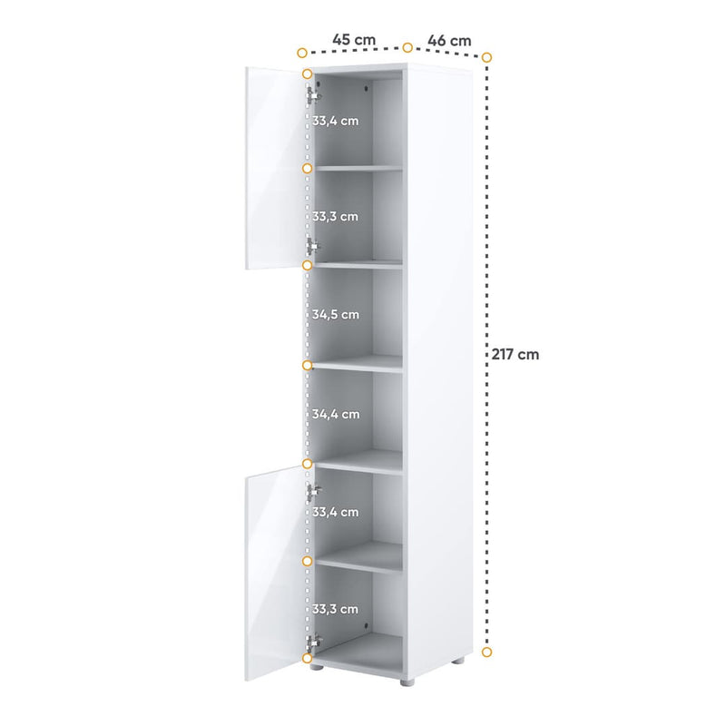 BC-13 Vertical Wall Bed Concept 180cm With Storage Cabinets and LED